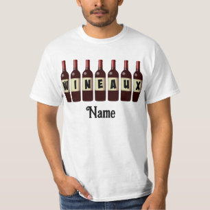 Opgerolde glazen glazen flessen Wineaux rode wijn  T-shirt