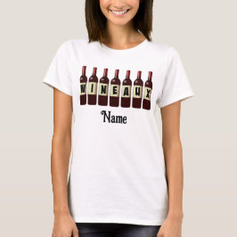 Opgerolde glazen glazen flessen Wineaux rode wijn  T-shirt