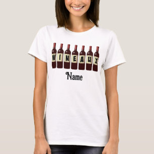Opgerolde glazen glazen flessen Wineaux rode wijn  T-shirt