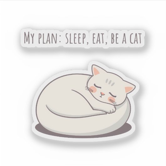 Opgerolde Kat Sticker (Voorkant)
