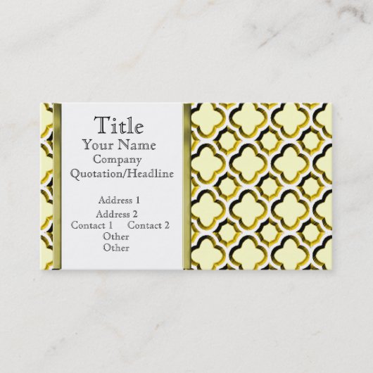 Opgerolde Marokkaanse Trellis (Gold) (monogram) Visitekaartje (Voorkant)