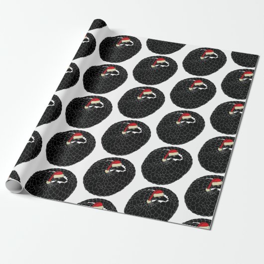 Opgerolde schubdier Kerstmis zwart en wit Cadeaupapier (Uitgerold)