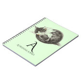 Opgerolde slapende kat aangepaste naam notitieboek (Linkerzijde)