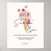 Opgerolde Sundae Bar Ice Cream Sign Poster (Voorkant)