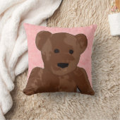 Opgerolde Teddy Bear in Roze Kussen (Deken)