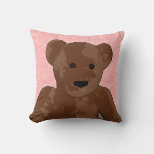 Opgerolde Teddy Bear in Roze Kussen