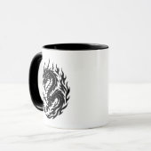 Opgerolde Vuurdraak Tatoeage Stijl Mok (Voorkant links)