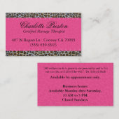 Opgerolde warme roze en luipaard visitekaartje (Voorkant / Achterkant)