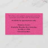 Opgerolde warme roze en luipaard visitekaartje (Achterkant)