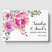 Opgerolde waterverf en trouwerij voor typografie gastenboek (Voorkant)