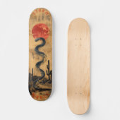 Opgerolde woestijnslang onder rode maan, retro wil persoonlijk skateboard (Voorkant)