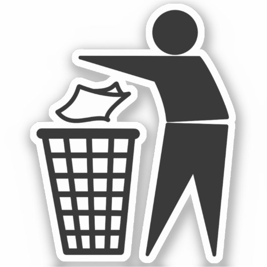 Opgeruimd Man en vuilnissymbool Sticker (Voorkant)