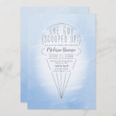 Opgeschept Blue Ice Cream Theme Vrijgezellenfeest Kaart (Voorkant / Achterkant)