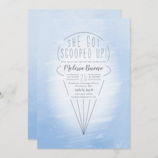 Opgeschept Blue Ice Cream Theme Vrijgezellenfeest Kaart (Voorkant / Achterkant)