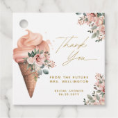 Opgeschept Ice Cream Bloemenroze Vrijgezellenfeest Bedankjes Labels (Voorkant)