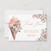 Opgeschept Ice Cream Bloemenroze Vrijgezellenfeest Bedankkaart (Voorkant)