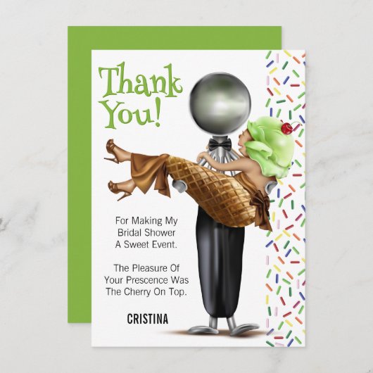 Opgeschept Ice Cream Vrijgezellenfeest dank u Bedankkaart (Voorkant / Achterkant)