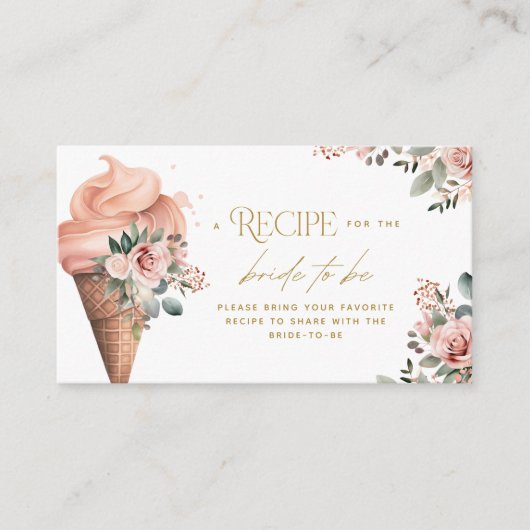 Opgeschept ijsrecept Roze Vrijgezellenfeest Informatiekaartje (Voorkant)
