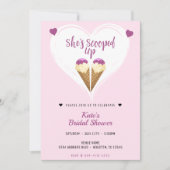 Opgeschept roze Ice Cream Heart Vrijgezellenfeest Kaart (Voorkant)