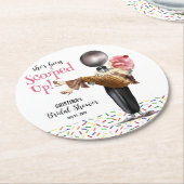 Opgeschepte Aardbeien Ijs Bruiloftsborrel Ronde Kartonnen Onderzetter (Gebogen)