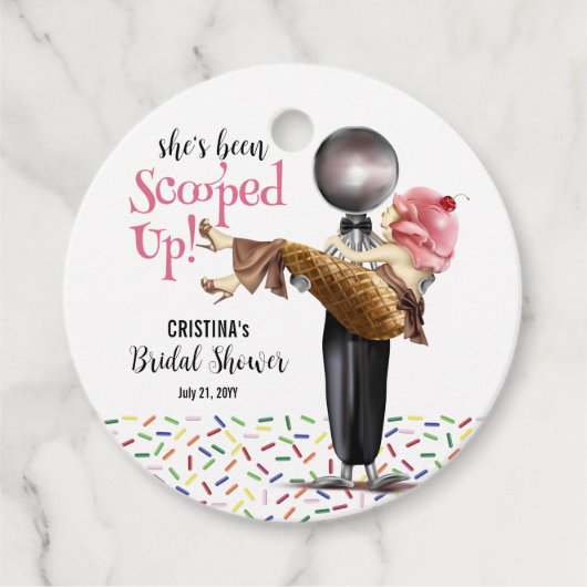 Opgeschepte Aardbeien Ijs Bruiloftsfeest Bedankjes Labels (Voorkant)
