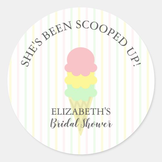 Opgeschepte Ijs Bruiloftsfeestje Ronde Sticker (Voorkant)