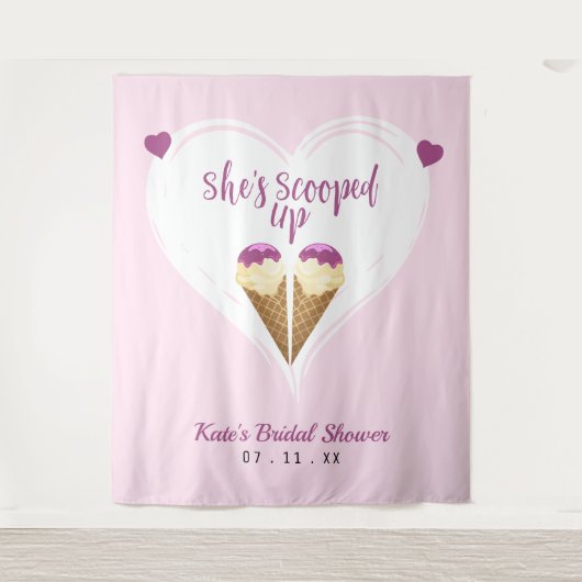 Opgeschepte Roze Ijs Hart Bruidsmeisjesfeest Wandkleed (Voorkant)