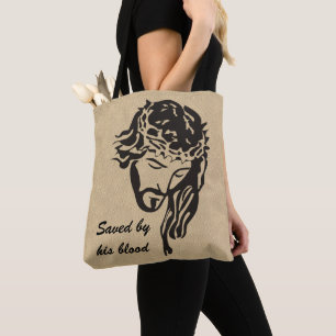 Opgeslagen door bloed Jezus Kroon van Thorns Tote Bag