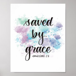 Opgeslagen door genade | Achtergrond waterverf Poster