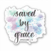 Opgeslagen door genade | Achtergrond waterverf Sticker (Voorkant)