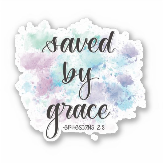 Opgeslagen door genade | Achtergrond waterverf Sticker (Voorkant)