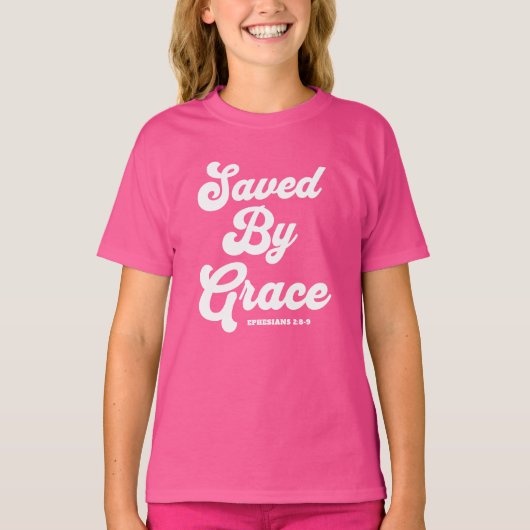 Opgeslagen door Grace Ephesians 2:8-9 Basic Dark T-shirt (Voorkant)