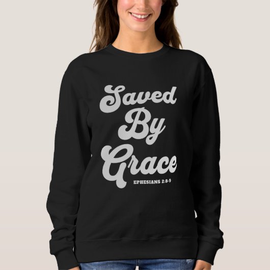Opgeslagen door Grace Ephesians 2:8-9 Basic Dark Trui (Voorkant)