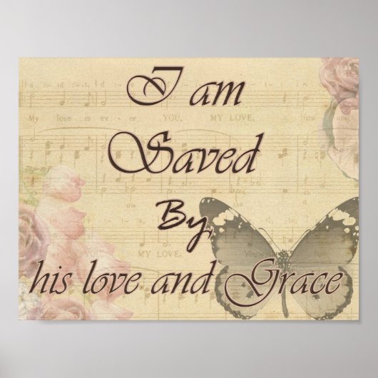 Opgeslagen door zijn liefde en genade poster (Voorkant)