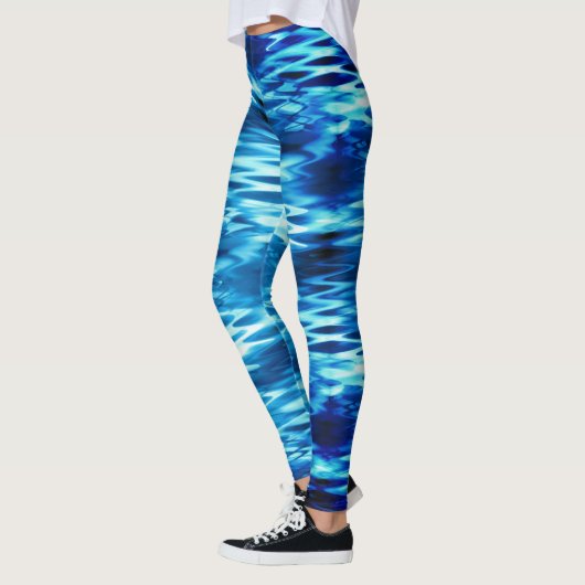 Opgeslagen gradiëntblauwe vormende abstracte werve leggings (Links)