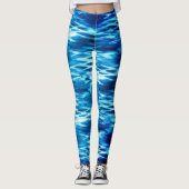 Opgeslagen gradiëntblauwe vormende abstracte werve leggings (Voorkant)