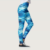 Opgeslagen gradiëntblauwe vormende abstracte werve leggings (Rechts)