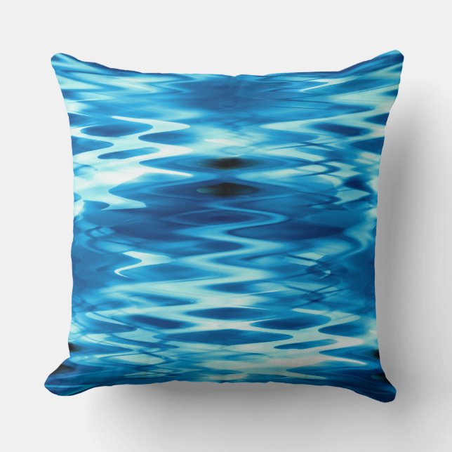 Opgeslagen gradiëntblauwe vormende abstracte whirl kussen (Voorkant)