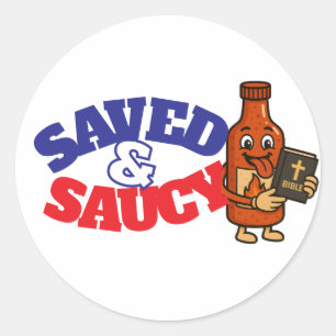 Opgeslagen & Saucy Ronde Sticker
