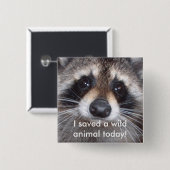 Opgeslagen wild dier - wasbeer vierkante button 5,1 cm (Voorkant /achterkant)