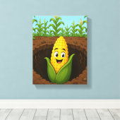 Opgespannen Canvasprint Happy Corn Underground Canvas Afdruk (Insitu (Houten vloer))