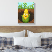Opgespannen Canvasprint Happy Corn Underground Canvas Afdruk (Insitu (Slaapkamer))
