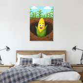 Opgespannen Canvasprint Happy Corn Underground Canvas Afdruk (Insitu (Slaapkamer))