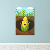 Opgespannen Canvasprint Happy Corn Underground Canvas Afdruk (Insitu (Houten vloer))
