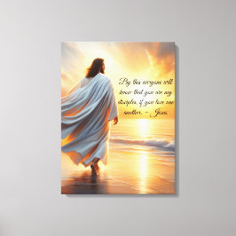 Opgespannen canvasprint met Jezus en citaat Canvas Afdruk