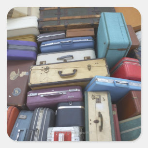 Opgestapelde koffers vierkante sticker