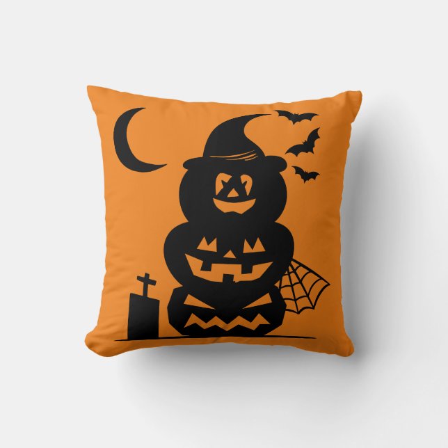 Opgestapelde pompoenen Halloween omkeerbaar Kussen (Voorkant)
