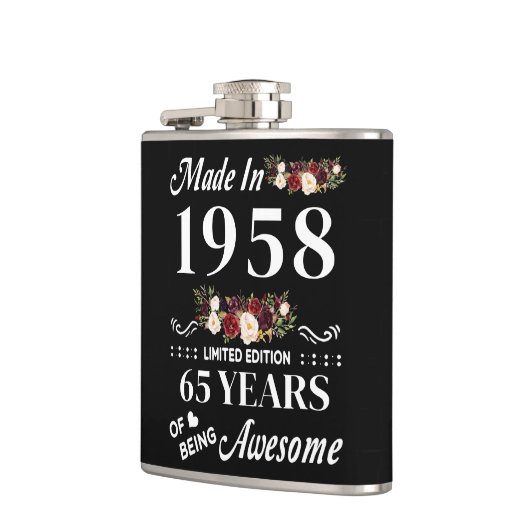 Opgesteld in 1958, beperkte uitgave, 65 jaar heupfles (Links)