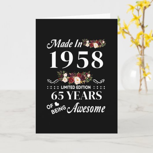 Opgesteld in 1958, beperkte uitgave, 65 jaar kaart (Gele Bloem)