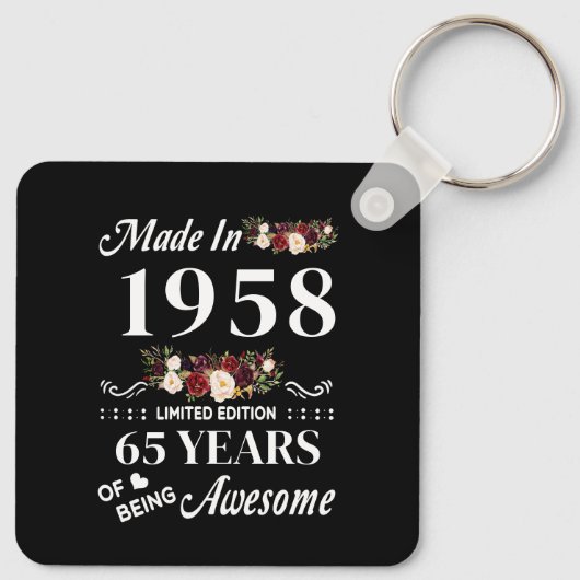 Opgesteld in 1958, beperkte uitgave, 65 jaar sleutelhanger (Achterkant)